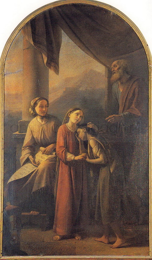 L'educazione di Maria Vergine - 1855 - olio su tela cm. 236x136 - Chiesa di Sant'Anna - Rovato (BS)